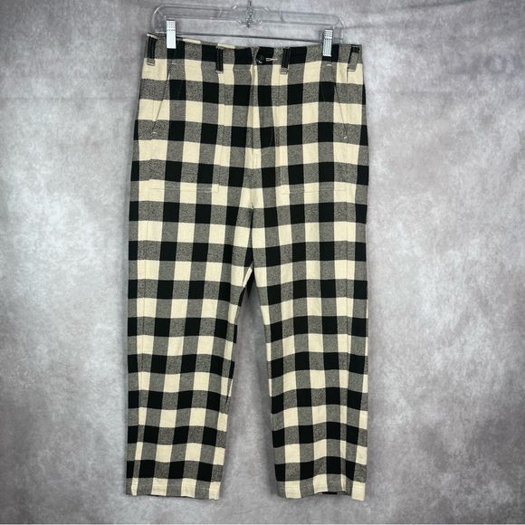 The Great. The Ranger Brushed Cropped Pants In Cocoa Buffalo Plaid Check Size 26 - Picture 2 of 8